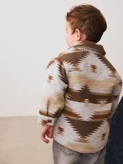 Grey/Brown Borg Lined Pattern Shacket (3mths-7yrs) - Image 2 of 9