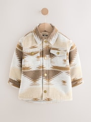 Grey/Brown Borg Lined Pattern Shacket (3mths-7yrs) - Image 5 of 9