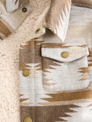 Grey/Brown Borg Lined Pattern Shacket (3mths-7yrs) - Image 9 of 9