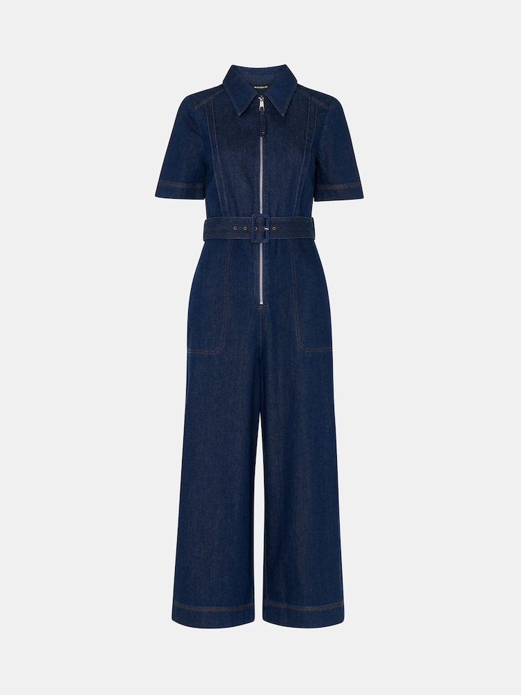 Whistles Denim Pintuck Belted 100% Cotton Jumpsuit - Imagen 6 de 6