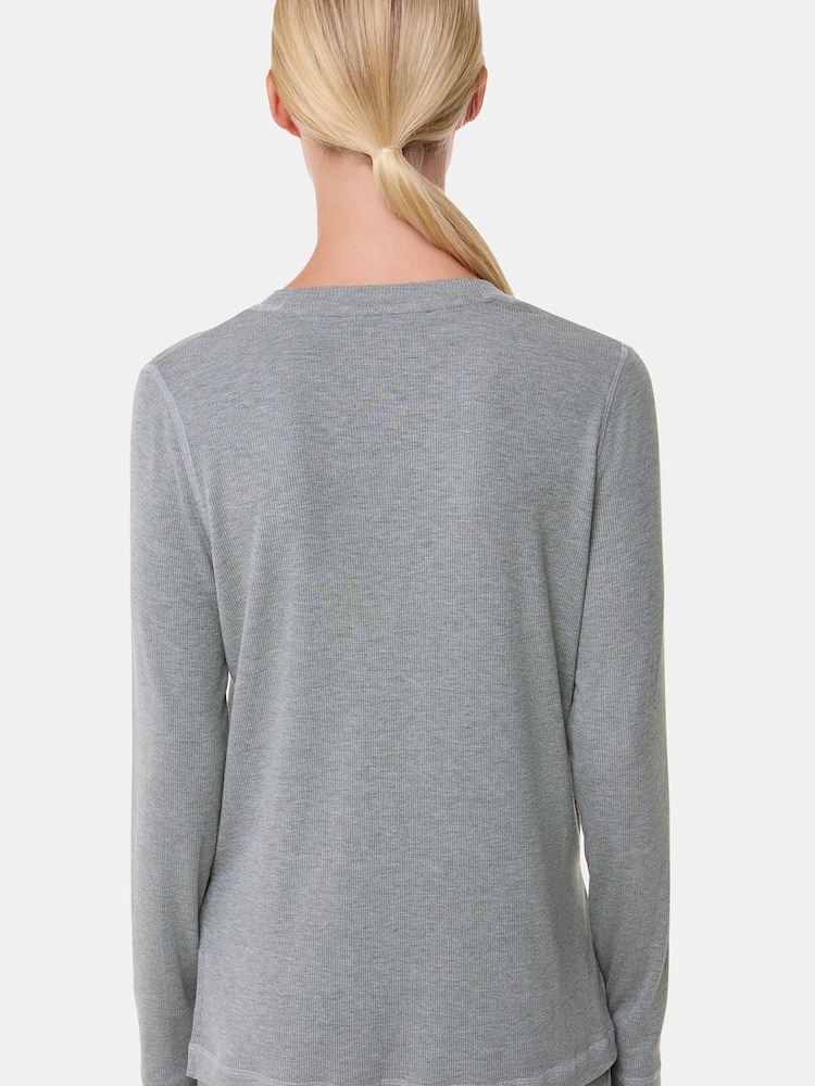 Whistles Grey Rib Jersey Pyjamas Top - Image 2 of 5 Whistles Grey Rib Jersey Pyjamas Top - Image 2 of 5