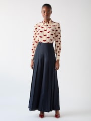 LK Bennett Red Sonya Silk Lips Print Silk Blouse - Image 1 of 6