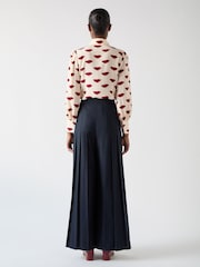 LK Bennett Red Sonya Silk Lips Print Silk Blouse - Image 4 of 6