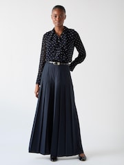 LK Bennett Blue & Navy Hester Spot Viscose Crepe Satin Blouse - Image 2 of 5