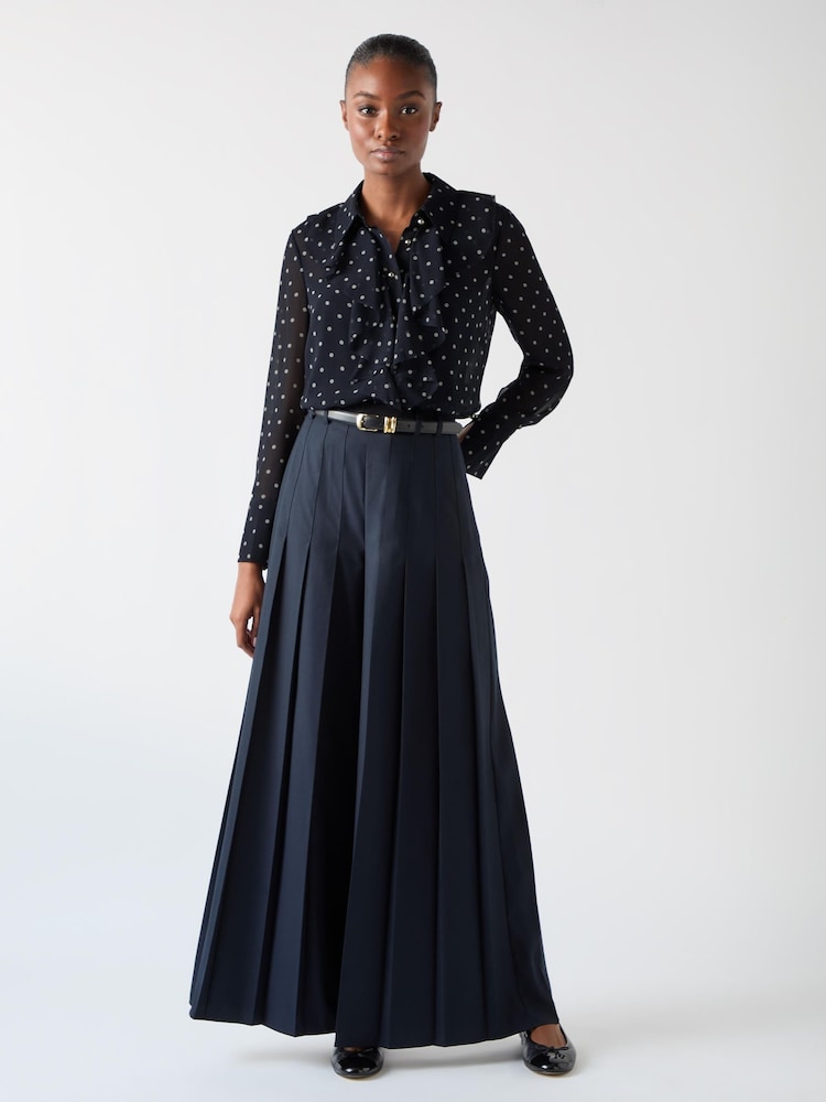 LK Bennett Blue & Navy Hester Spot Viscose Crepe Satin Blouse - Image 2 of 5