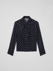 LK Bennett Blue & Navy Hester Spot Viscose Crepe Satin Blouse - Image 5 of 5
