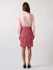 LK Bennett Pink Hall Viscose Crepe Tie Neck Blouse - Image 2 of 5