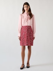 LK Bennett Pink Hall Viscose Crepe Tie Neck Blouse - Image 3 of 5