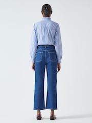 LK Bennett Blue & Navy Emile Poplin Stripe 100% Cotton Shirt - Image 2 of 5
