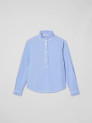 LK Bennett Blue & Navy Emile Poplin Stripe 100% Cotton Shirt - Image 5 of 5