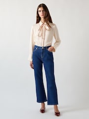 LK Bennett Elisa Viscose Crepe Blouse With Satin Stitch Edge - Изображение 1 из 5