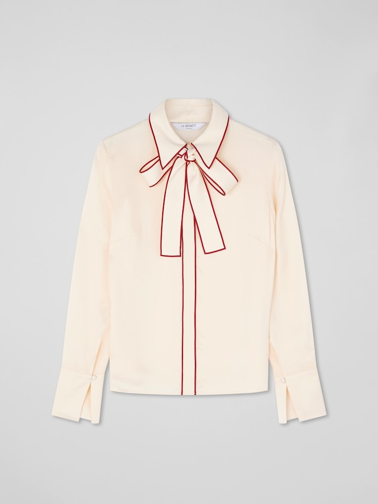LK Bennett Elisa Viscose Crepe Blouse With Satin Stitch Edge - Изображение 5 из 5