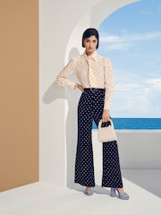 LK Bennett Cream Cody Polkadot Print Ruffle Blouse - Image 1 of 8