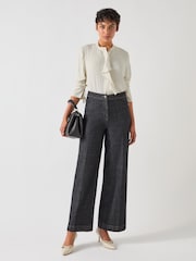 LK Bennett Cream Cody Polkadot Print Ruffle Blouse - Image 5 of 8
