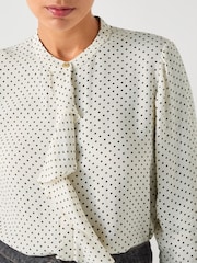 LK Bennett Cream Cody Polkadot Print Ruffle Blouse - Image 7 of 8