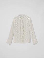 LK Bennett Cream Cody Polkadot Print Ruffle Blouse - Image 8 of 8