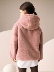 Pink Hooded Zip Borg Fleece Jacket (3-16yrs) - Image 3 of 9