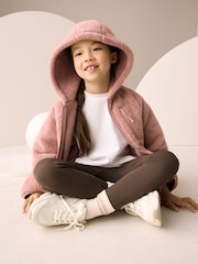 Pink Hooded Zip Borg Fleece Jacket (3-16yrs) - Image 4 of 9
