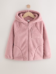 Pink Hooded Zip Borg Fleece Jacket (3-16yrs) - Image 5 of 9