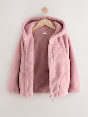 Pink Hooded Zip Borg Fleece Jacket (3-16yrs) - Image 6 of 9