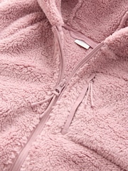Pink Hooded Zip Borg Fleece Jacket (3-16yrs) - Image 9 of 9