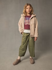 Neutral Hooded Zip Borg Fleece Jacket (3-16yrs) - Image 2 of 9