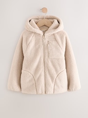 Neutral Hooded Zip Borg Fleece Jacket (3-16yrs) - Image 5 of 9