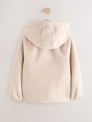 Neutral Hooded Zip Borg Fleece Jacket (3-16yrs) - Image 7 of 9