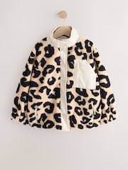 Black/Ecru Animal Button Up Borg Fleece Jacket (3-16yrs) - Image 8 of 12