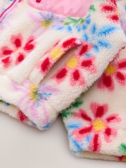 Ecru/Pink Floral Hooded Zip Borg Fleece Jacket (3-16yrs) - Image 8 of 8