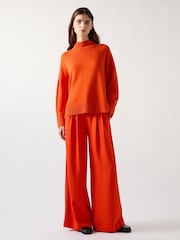 LK Bennett Orange Leigh High Neck Relaxed Jumper - Image 1 of 4
