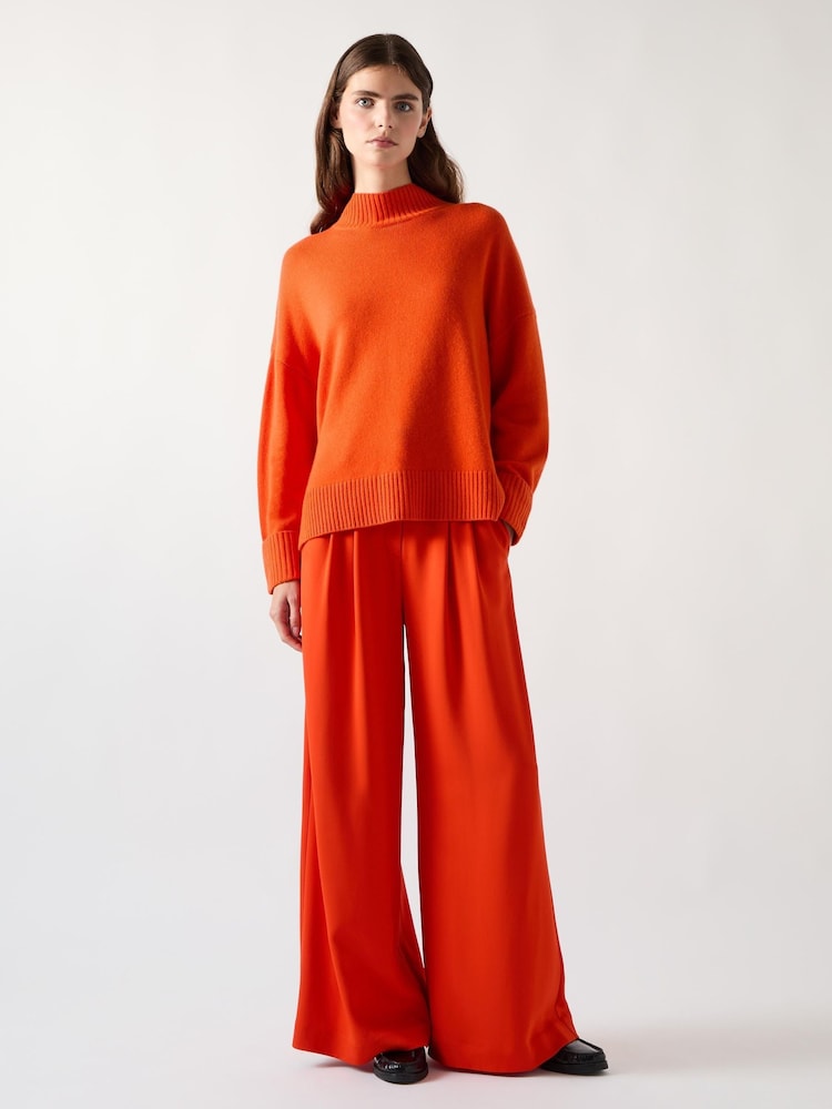LK Bennett Orange Leigh High Neck Relaxed Jumper - Image 1 of 4