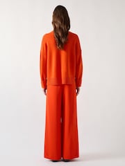 LK Bennett Orange Leigh High Neck Relaxed Jumper - Image 2 of 4