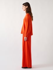 LK Bennett Orange Leigh High Neck Relaxed Jumper - Image 3 of 4