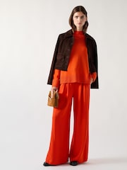 LK Bennett Orange Leigh High Neck Relaxed Jumper - Image 4 of 4