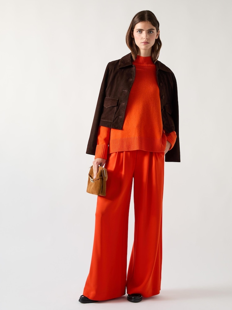 LK Bennett Orange Leigh High Neck Relaxed Jumper - Image 4 of 4