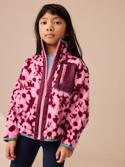 Pink Floral Print Zip-Up Fleece Jacket (3-16yrs) - Image 1 of 4