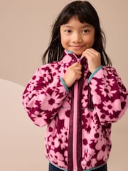 Pink Floral Print Zip-Up Fleece Jacket (3-16yrs) - Image 4 of 4