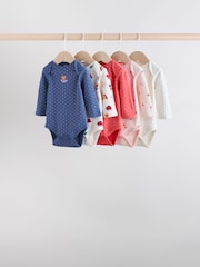 Navy Long Sleeve Baby Bodysuits 5 Pack - Image 1 of 13