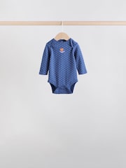 Navy Long Sleeve Baby Bodysuits 5 Pack - Image 2 of 13