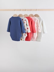 Navy Long Sleeve Baby Bodysuits 5 Pack - Image 7 of 13