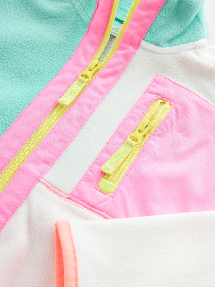 Cream/Pink Colourblock Print Zip-Up Fleece Jacket (3-16yrs) - Image 11 of 11
