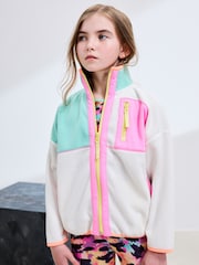 Cream/Pink Colourblock Print Zip-Up Fleece Jacket (3-16yrs) - Image 2 of 11