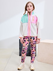 Cream/Pink Colourblock Print Zip-Up Fleece Jacket (3-16yrs) - Image 4 of 11