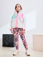 Cream/Pink Colourblock Print Zip-Up Fleece Jacket (3-16yrs) - Image 5 of 11