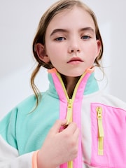 Cream/Pink Colourblock Print Zip-Up Fleece Jacket (3-16yrs) - Image 7 of 11