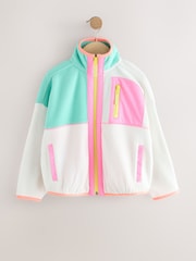 Cream/Pink Colourblock Print Zip-Up Fleece Jacket (3-16yrs) - Image 8 of 11