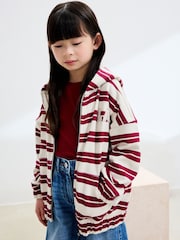 Burgundy Red/White Stripe Zip Through Hoodie (3-16yrs) - Image 1 of 10