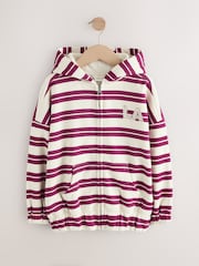 Burgundy Red/White Stripe Zip Through Hoodie (3-16yrs) - Image 6 of 10