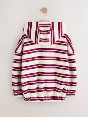 Burgundy Red/White Stripe Zip Through Hoodie (3-16yrs) - Image 7 of 10